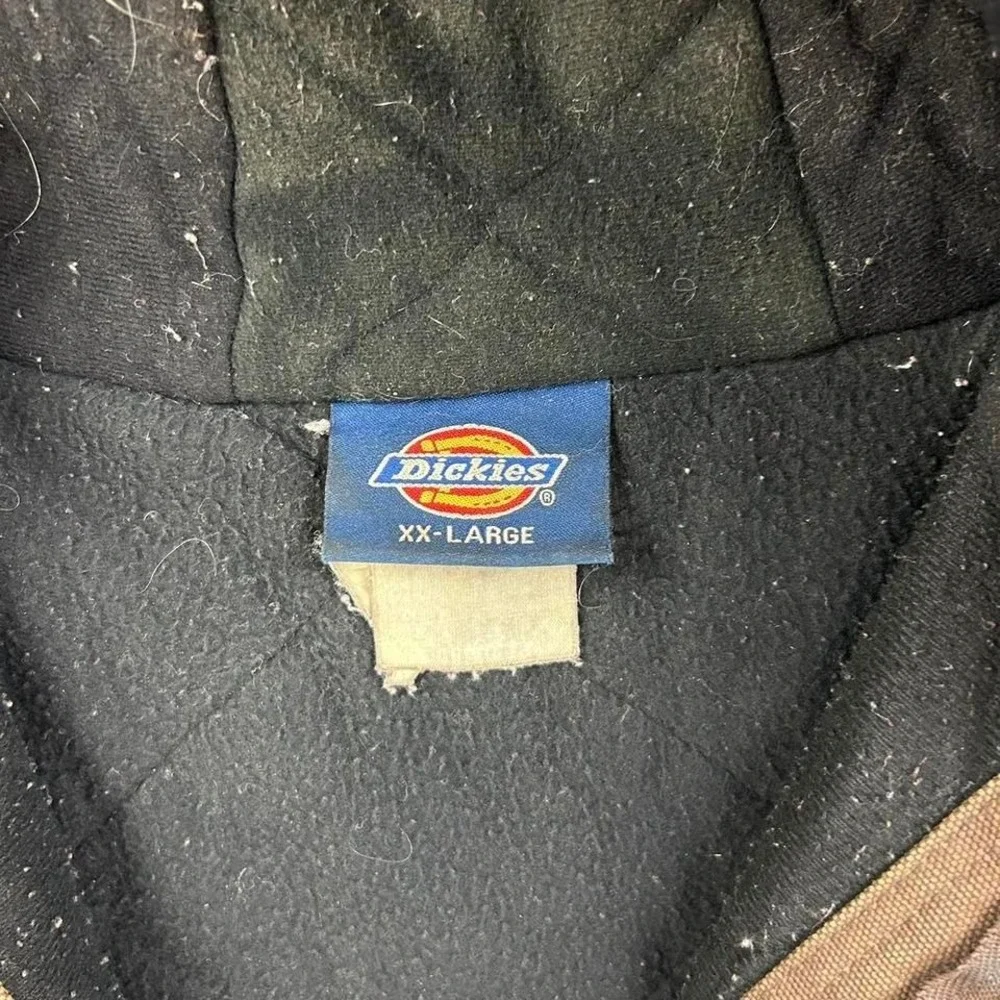 Vintage 90s Dickies Hooded Jacket Size XXL Faded Brown Full Zip Workwear Coat